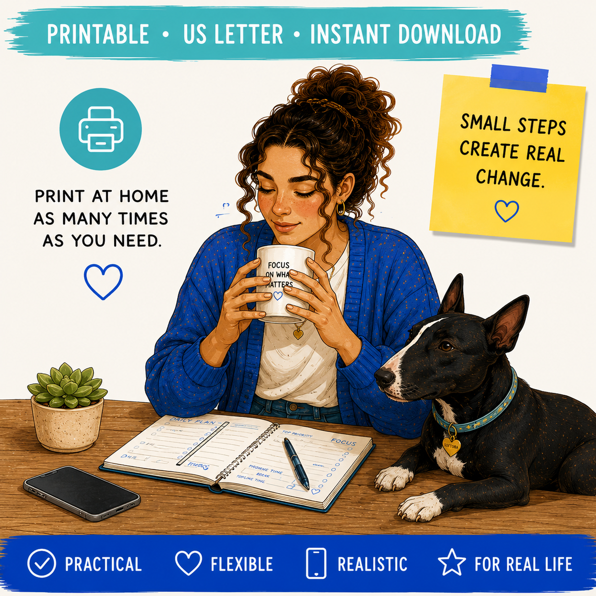 I’m on My Phone Too Much — 7-Day Screen Time Reset | Printable PDF